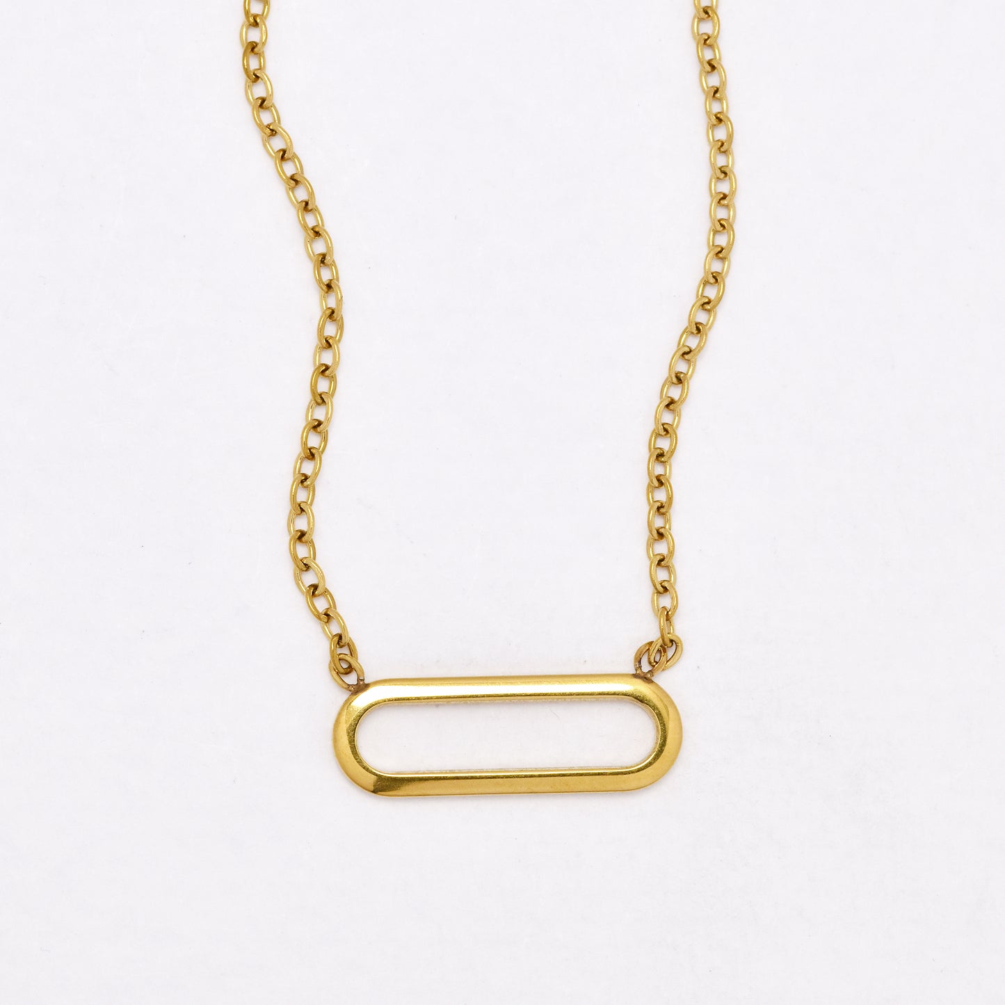SSYN6532 - St Steel 41cm + 5cm oval charm necklace