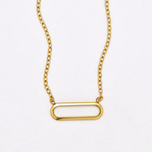 SSYN6532 - St Steel 41cm + 5cm oval charm necklace