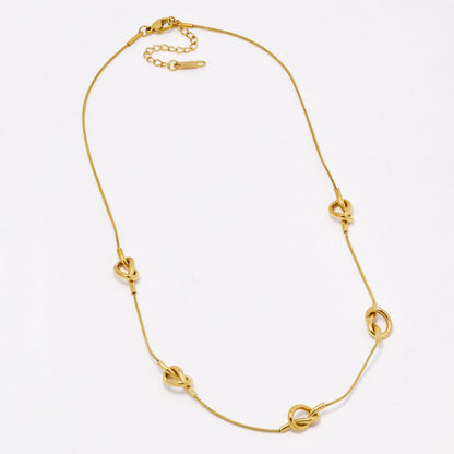 SSYN6544 - St Steel 41cm + 5cm tripple knot necklace