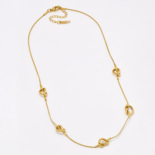 SSYN6544 - St Steel 41cm + 5cm tripple knot necklace