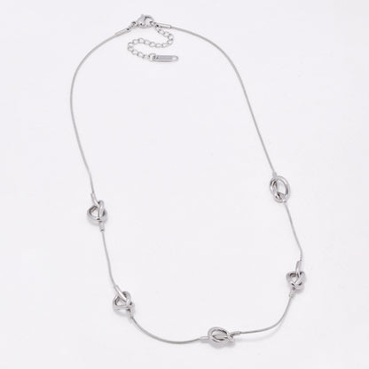 SSYN6544 - St Steel 41cm + 5cm tripple knot necklace
