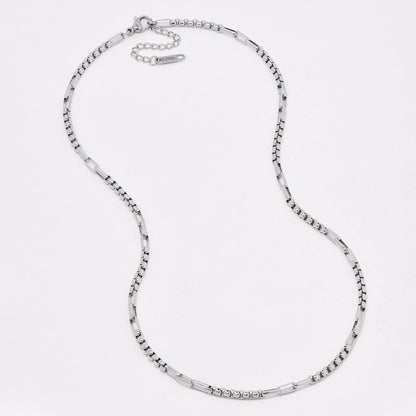 SSYN6548 - St Steel 43cm + 4.5cm x 3mm mixed box link necklace