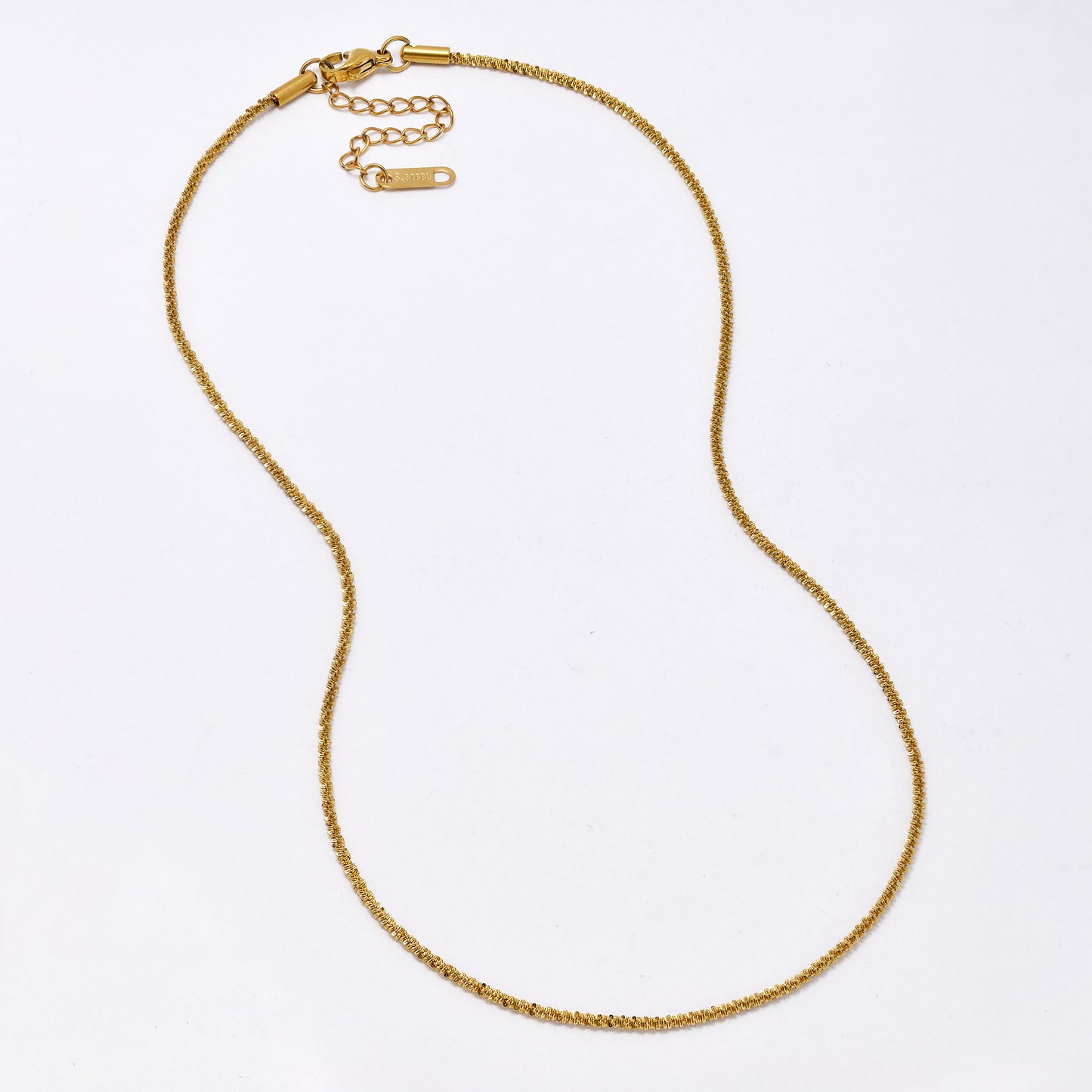 SSYN6549A - St Steel 41cm + 4.5cm x 2mm fancy link necklace