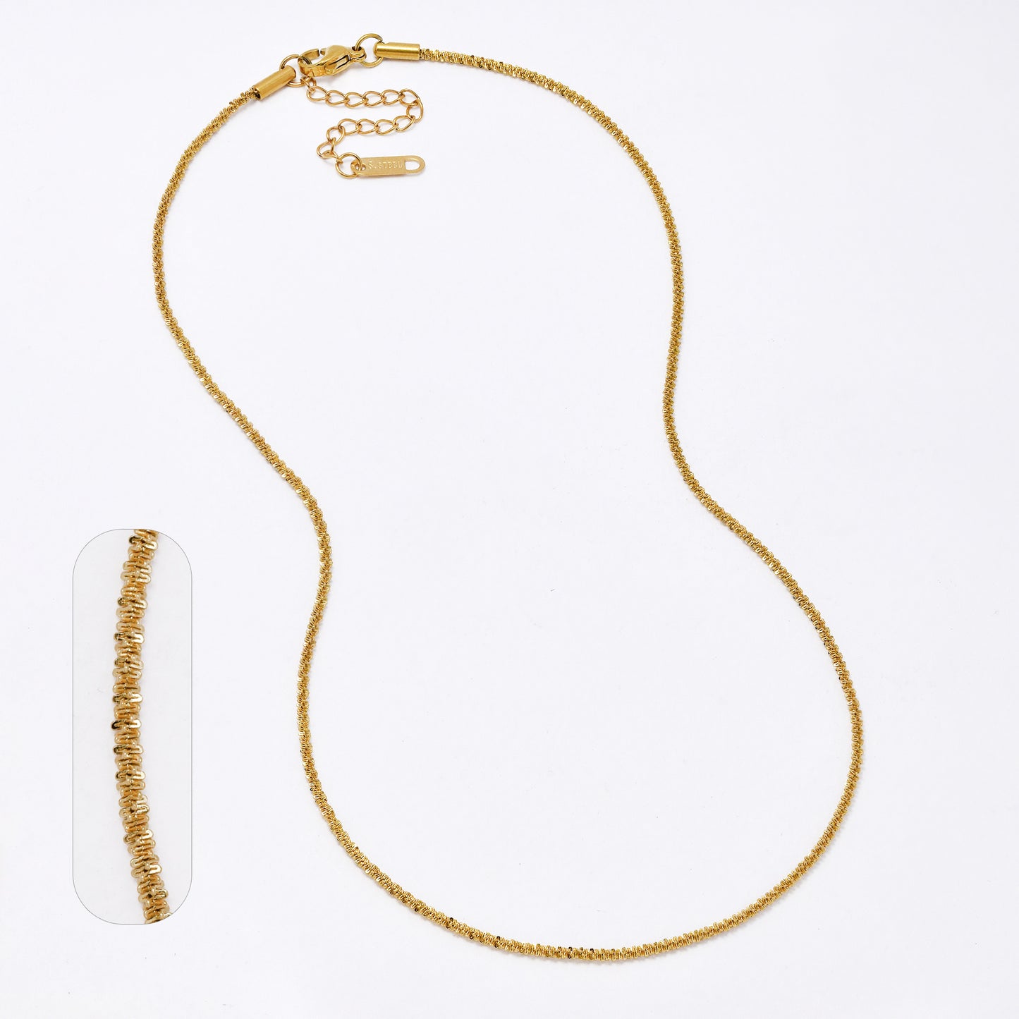 SSYN6549A - St Steel 41cm + 4.5cm x 2mm fancy link necklace