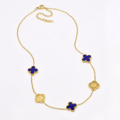 SSYN6562 - St Steel four-leaf clover necklace