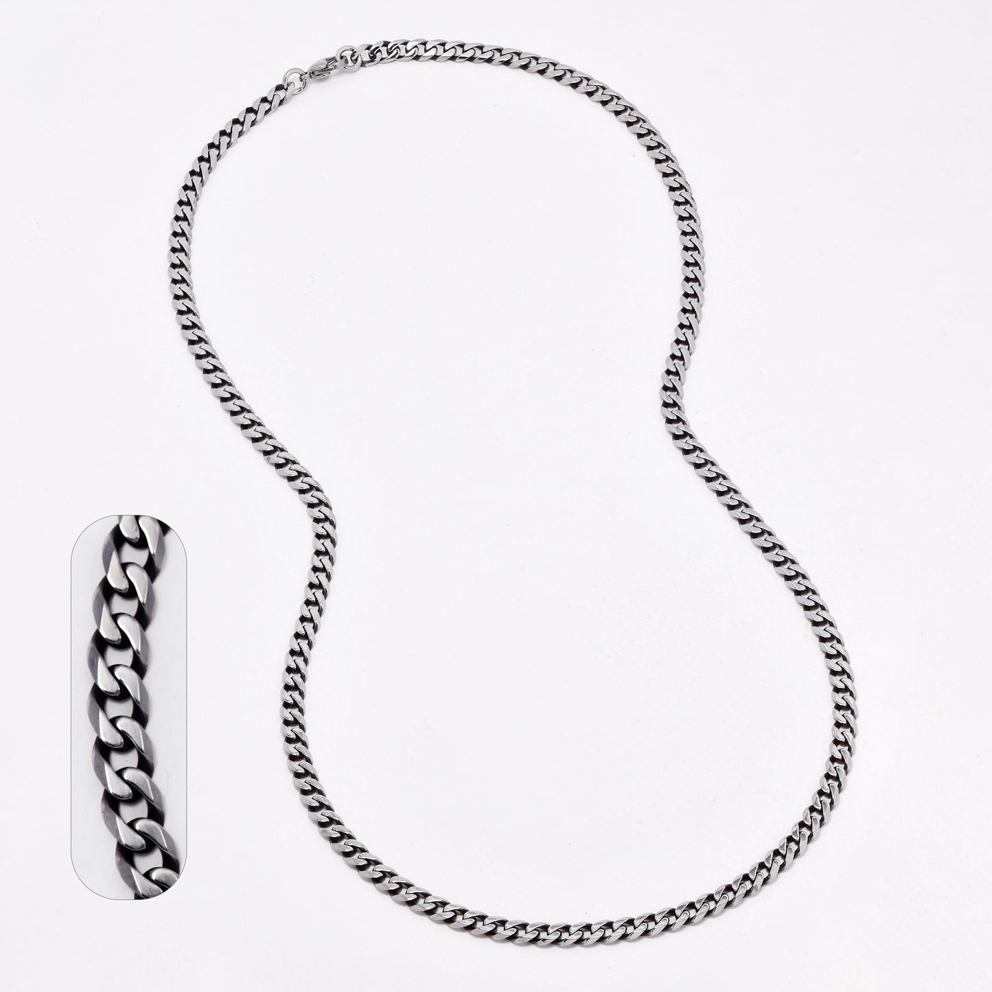 SSYN6579 - St Steel 59.7cm x 5mm oxidised curb chain
