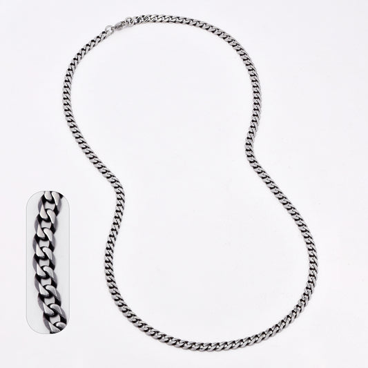 SSYN6579 - St Steel 59.7cm x 5mm oxidised curb chain