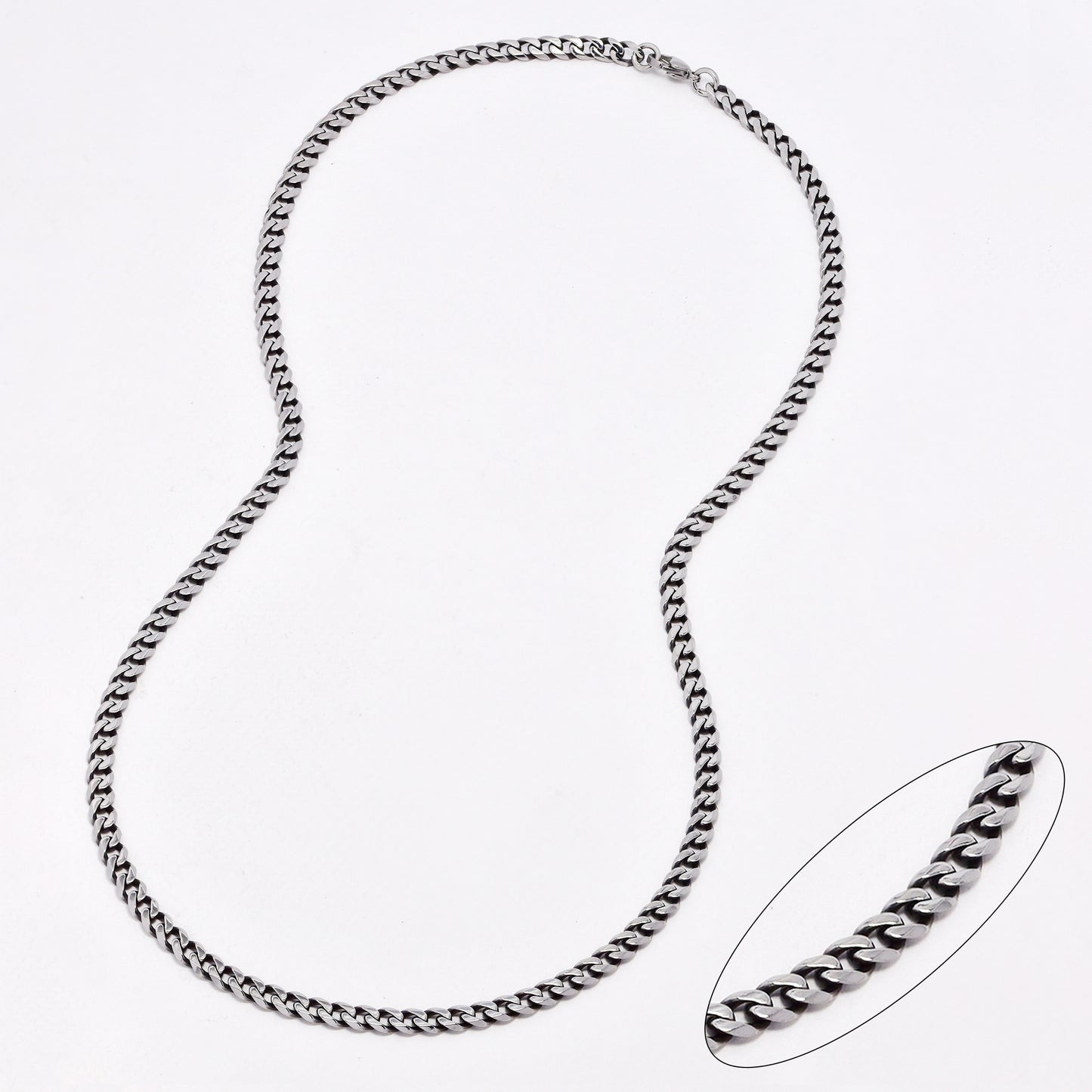 SSYN6579 - St Steel 59.7cm x 5mm oxidised curb chain
