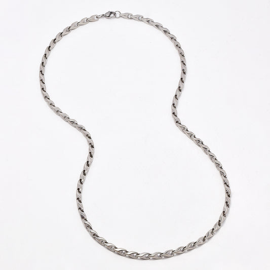 SSYN6582 - St Steel 60cm x 5mm thick fancy link necklace