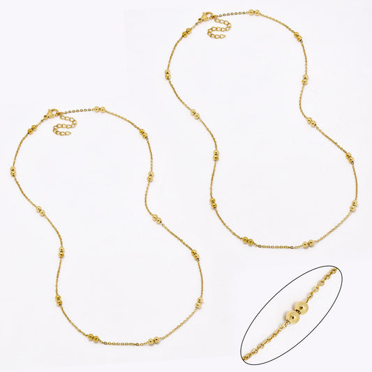SSYN6624 - St Steel 2 pack 45cm + 5cm x 1.5mm ball chain necklace