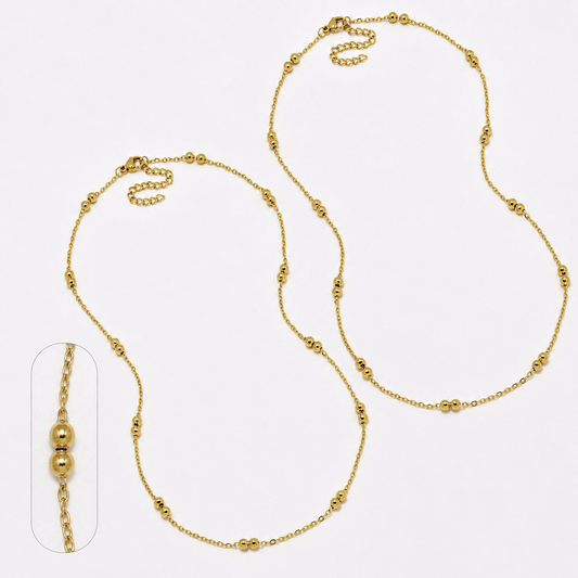 SSYN6624 - St Steel 2 pack 45cm + 5cm x 1.5mm ball chain necklace