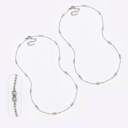 SSYN6624 - St Steel 2 pack 45cm + 5cm x 1.5mm ball chain necklace
