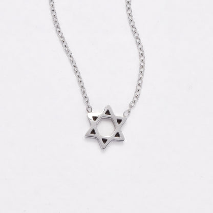 SSYN6629 - St Steel 45cm + 5cm star of David necklace