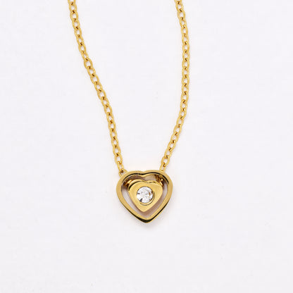 SSYN6630 - St Steel 41cm + 6cm CZ heart necklace