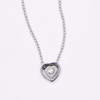 SSYN6630 - St Steel 41cm + 6cm CZ heart necklace