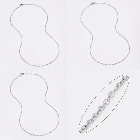 SSYN6632 - St Steel 3 pack 44.5cm x 1.5mm textured anchor chain necklace