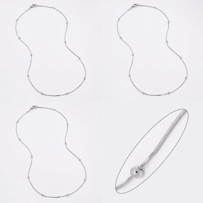 SSYN6633 - St Steel 3 pack 44.7cm x 1mm snake & ball necklace