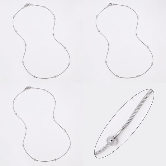 SSYN6633 - St Steel 3 pack 44.7cm x 1mm snake & ball necklace