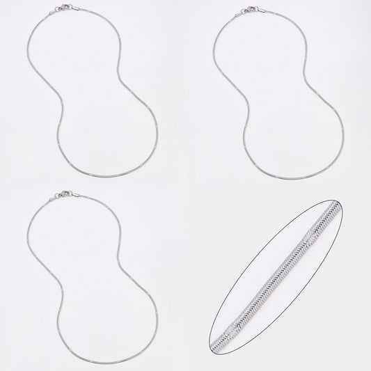 SSYN6634 - St Steel 3 pack 45cm x 1.8mm stamped herringbone necklace