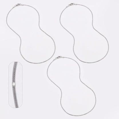 SSYN6634 - St Steel 3 pack 45cm x 1.8mm stamped herringbone necklace
