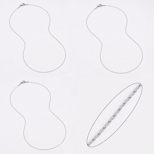 SSYN6635 - St Steel 3 pack 45cm x 1mm dainty chain necklace
