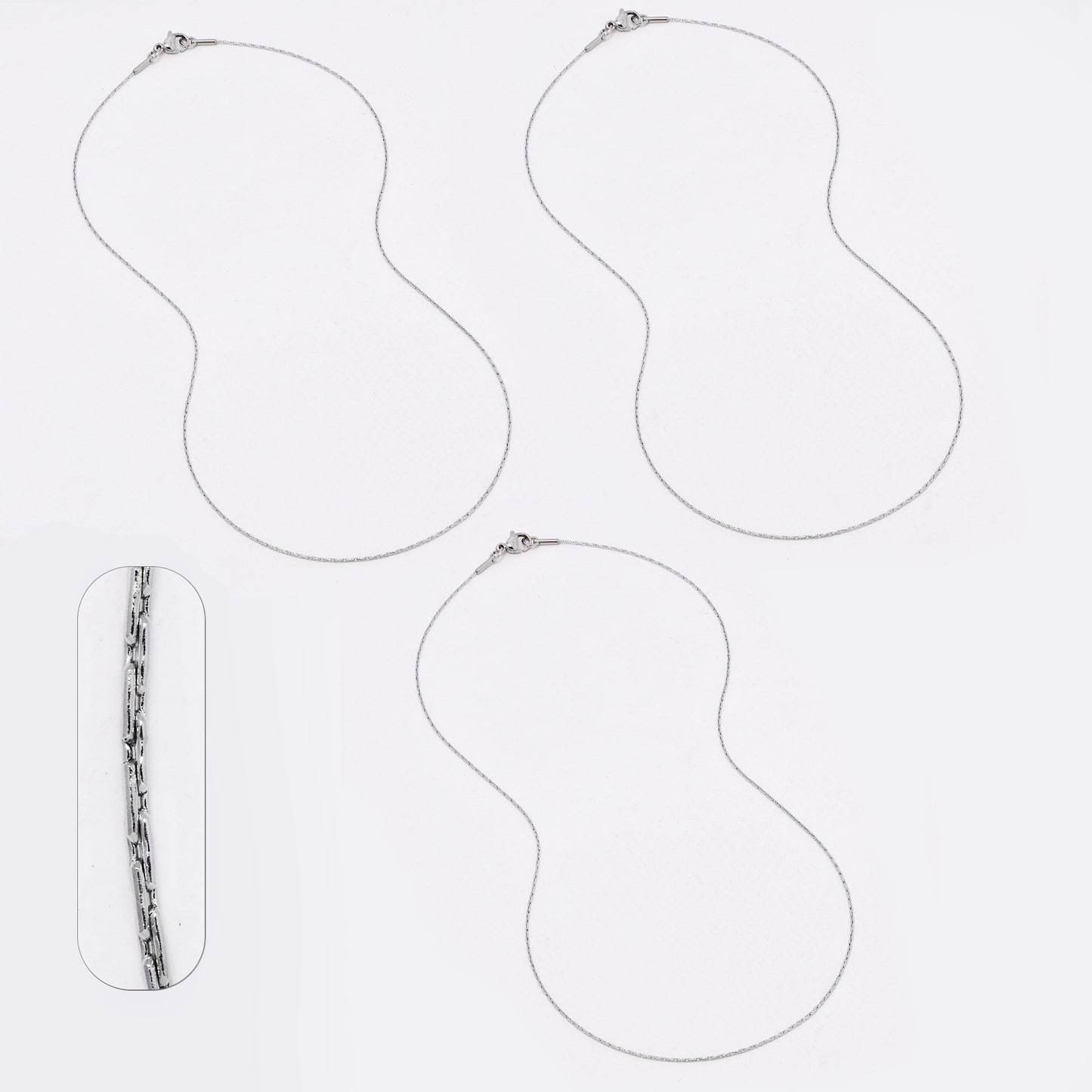 SSYN6635 - St Steel 3 pack 45cm x 1mm dainty chain