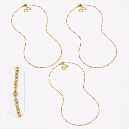 SSYN6650 - St Steel 3 pack 45cm + 5cm x 1.5mm ball chain necklace