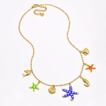 SSYN6656 - St Steel sea life charm necklace