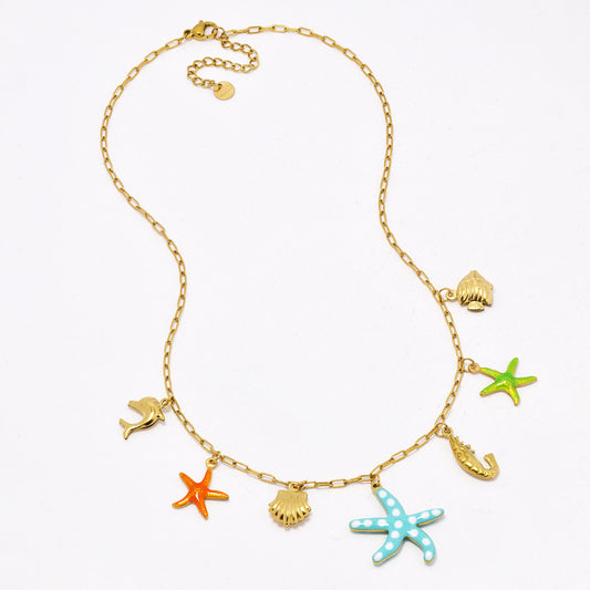SSYN6656 - St Steel sea life charm necklace