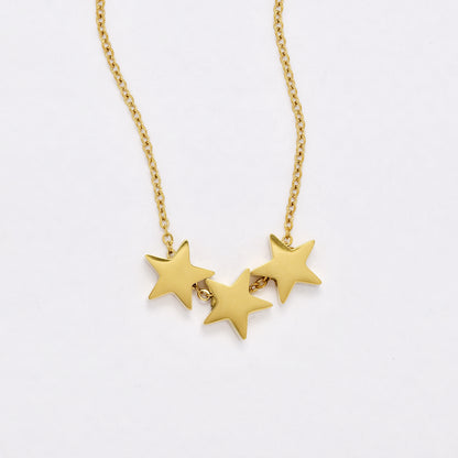 SSYN6689 - St Steel 43.5cm + 6cm 3 star necklace