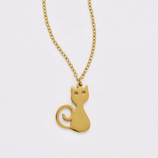 SSYN6690 - St Steel 43.5cm + 5cm cat necklace