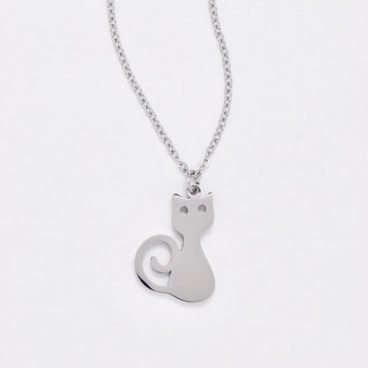 SSYN6690 - St Steel 43.5cm + 5cm cat necklace