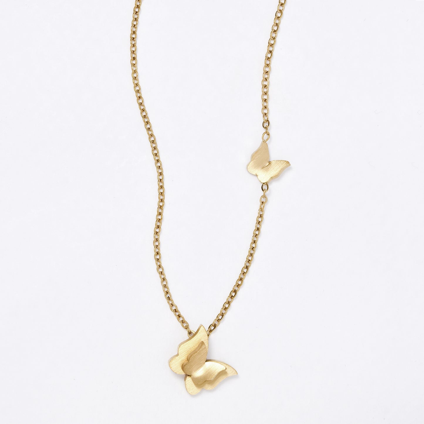 SSYN6868 - Steel 42cm + 5cm butterfly necklace