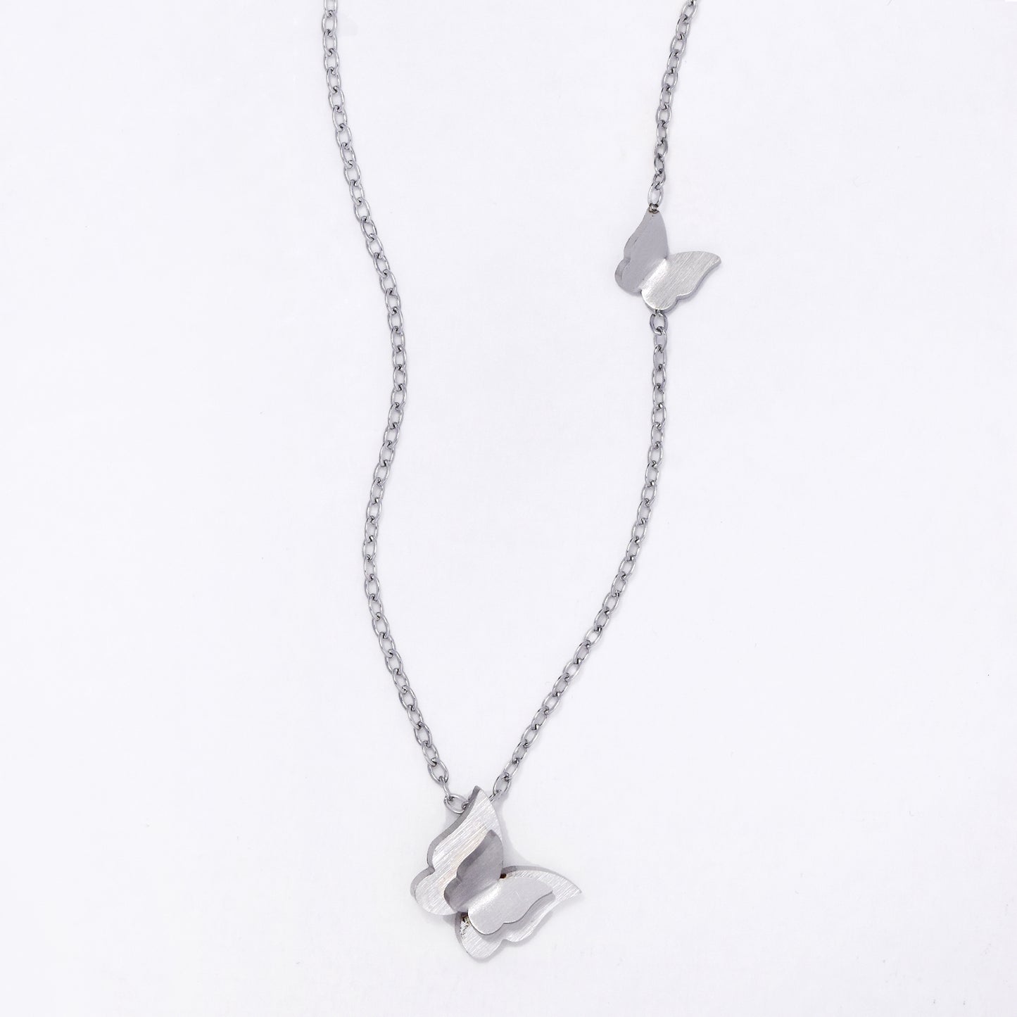 SSYN6868 - Steel 42cm + 5cm butterfly necklace