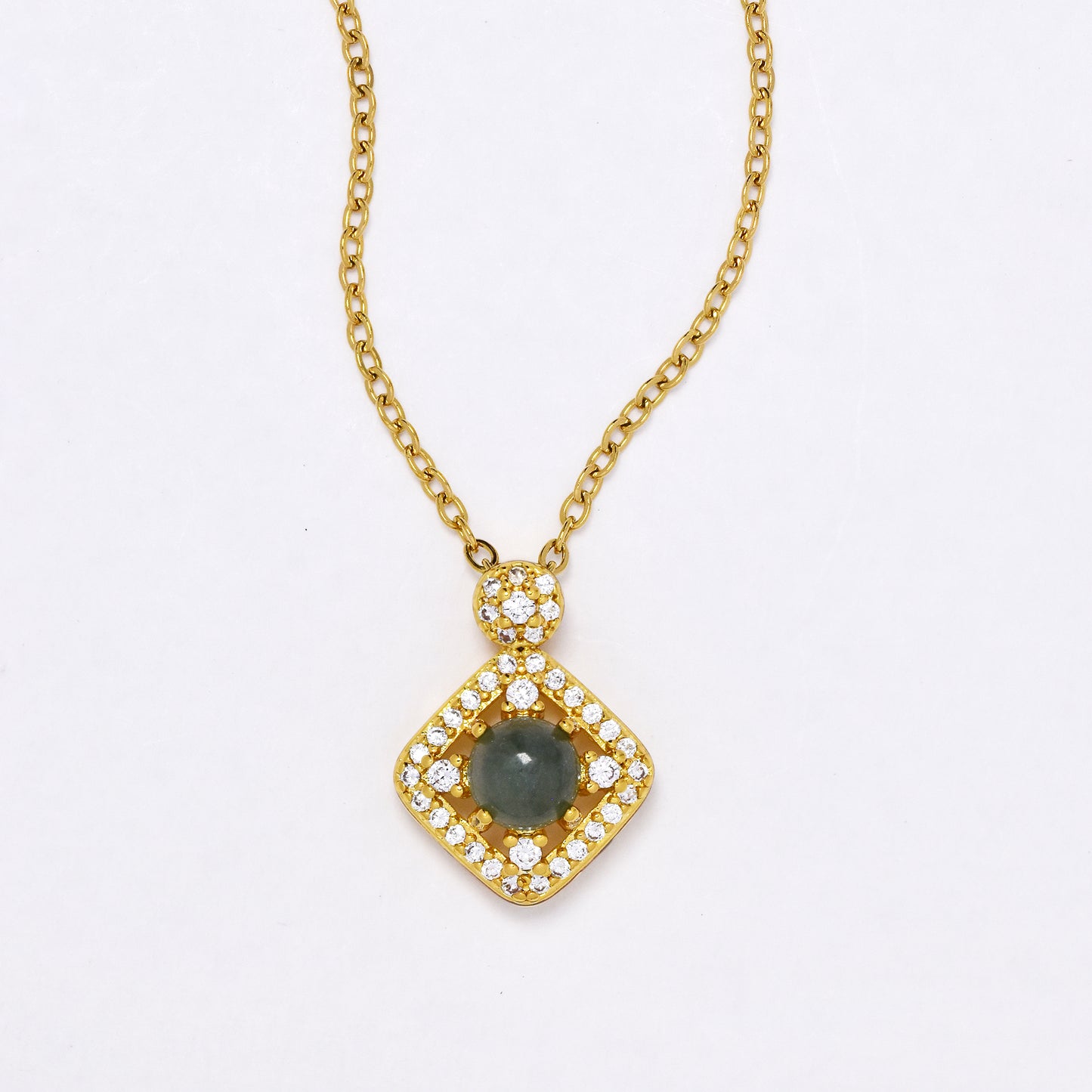 SSYN6875 - Steel 40cm + 5cm CZ necklace