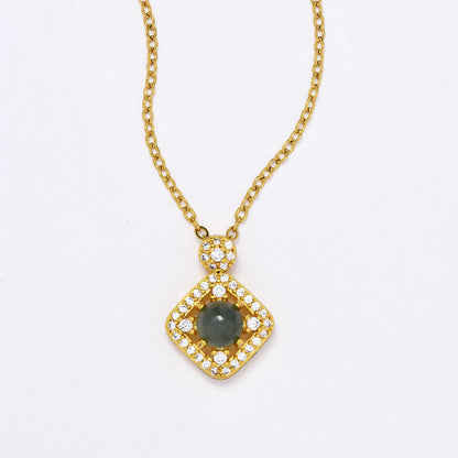 SSYN6875 - Steel 40cm + 5cm CZ necklace