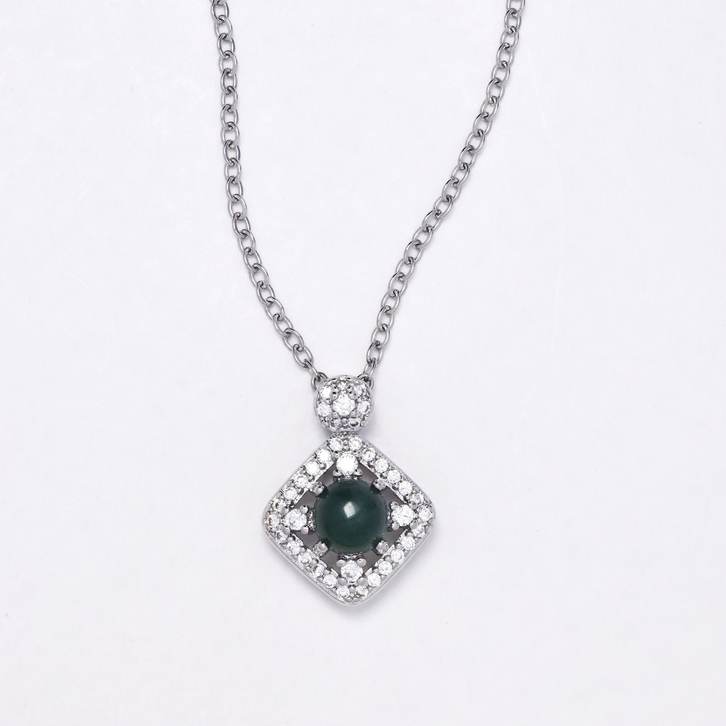 SSYN6875 - Steel 40cm + 5cm CZ necklace