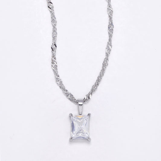 SSYN6876 - Steel 42cm + 5cm CZ pendant