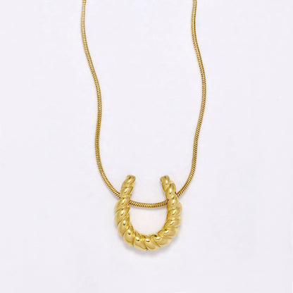 SSYN6877 - Steel 40cm + 5cm textured horseshoe neklace
