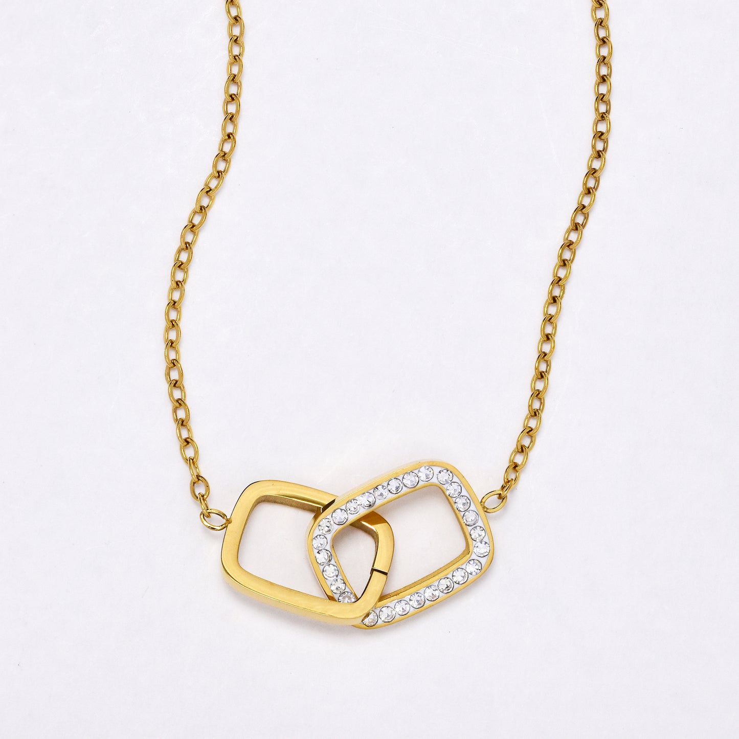SSYN6880 - Steel CZ necklace 44cm + 5cm necklace