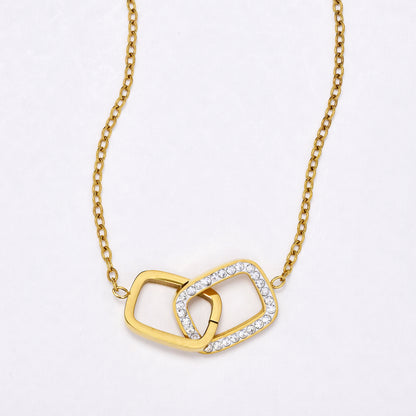 SSYN6880 - Steel CZ necklace 44cm + 5cm necklace