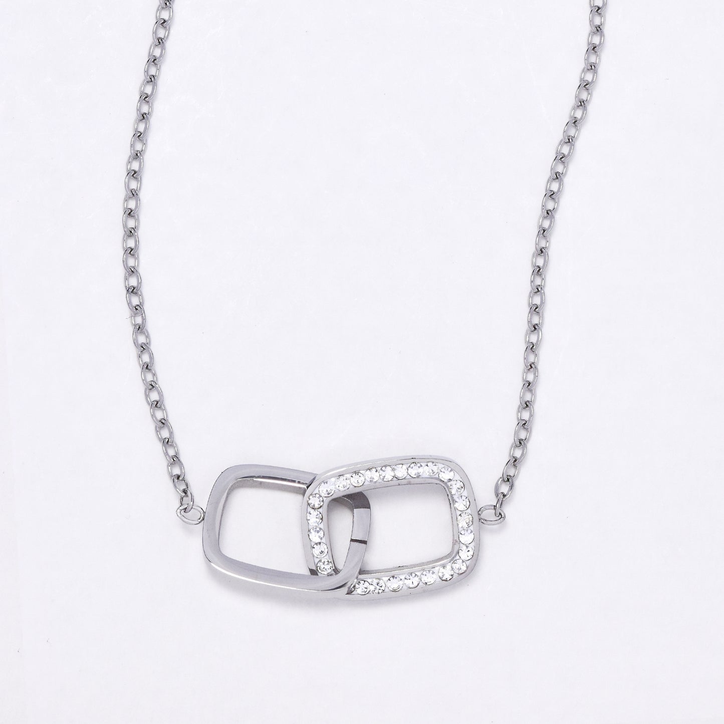 SSYN6880 - Steel CZ necklace 44cm + 5cm necklace
