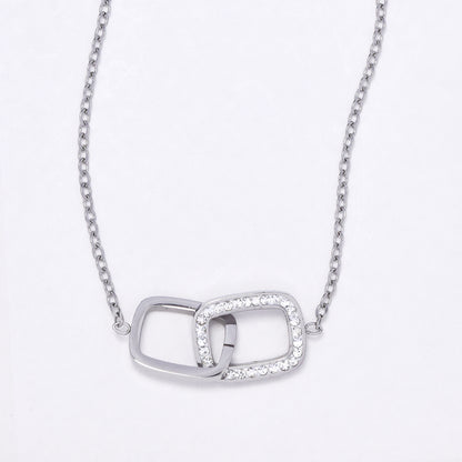 SSYN6880 - Steel CZ necklace 44cm + 5cm necklace