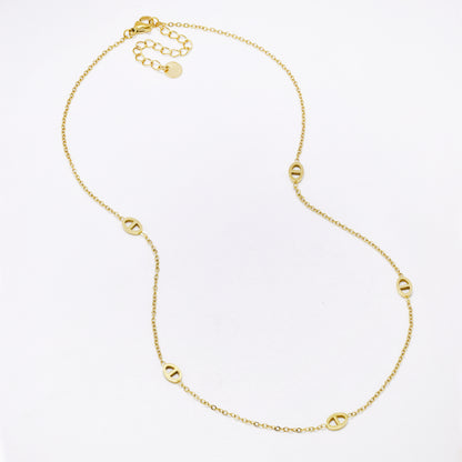 SSYN6882 - Steel 42cm + 5cm mariner necklace