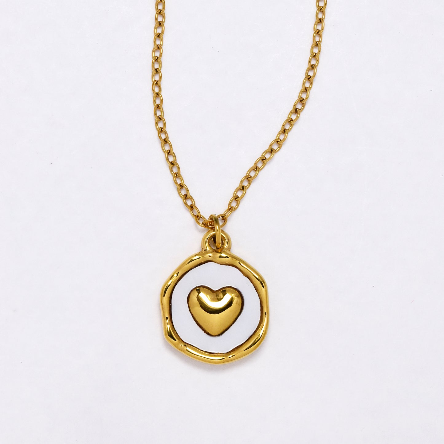 SSYN6888 - Steel enamel heart necklace