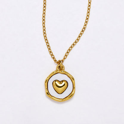 SSYN6888 - Steel enamel heart necklace