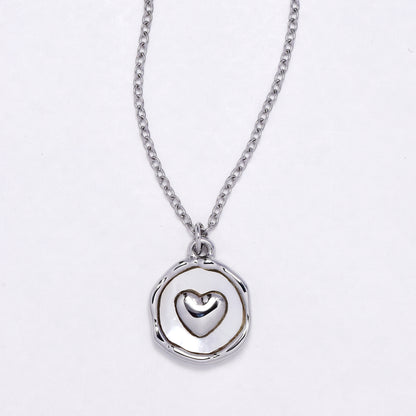 SSYN6888 - Steel enamel heart necklace