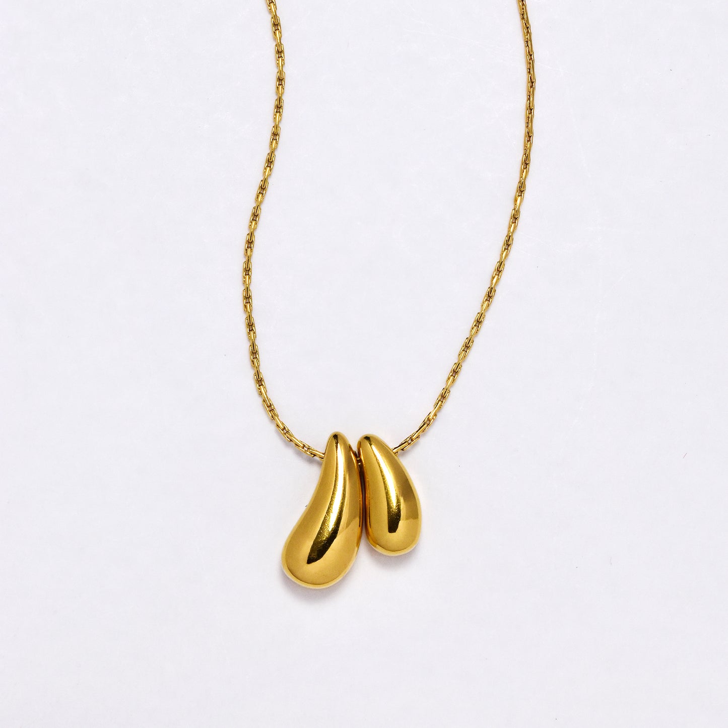 SSYN6890 - Steel double teardrop necklace