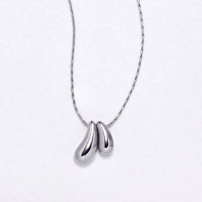 SSYN6890 - Steel double teardrop necklace