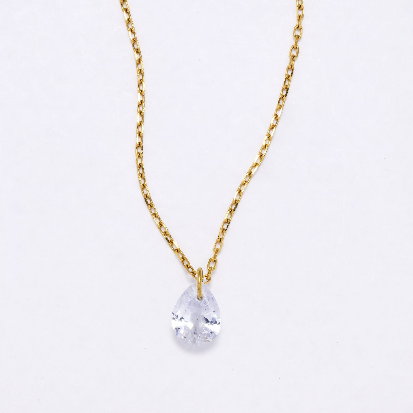 SSYN6892 - Steel teardrop CZ necklace